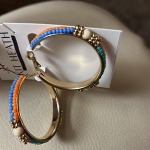Kit Heath hoop earrings with cute, bright beads along hoops!  New. Cute!